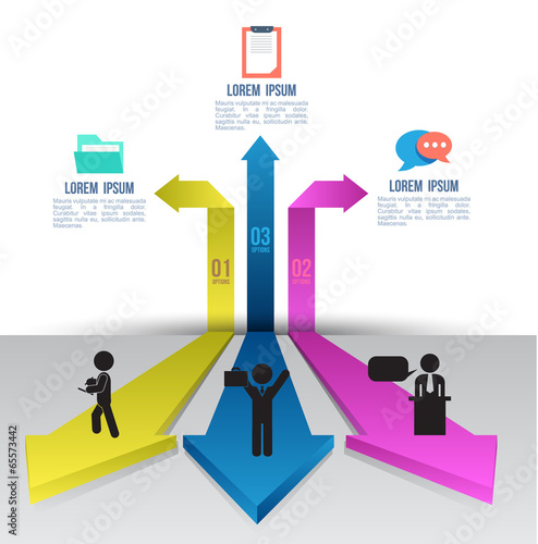 3D arrow template with business people action.