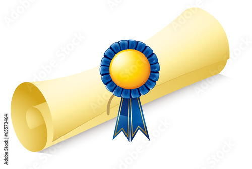 A paper scroll with a ribbon