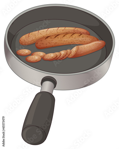 A pan with sausages