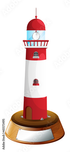 A decorative tower with an empty label