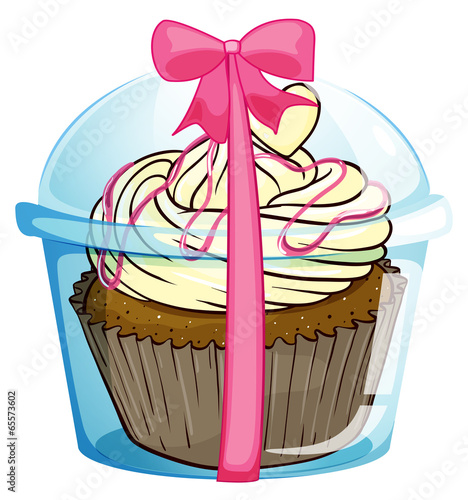 A disposable cub with a cupcake