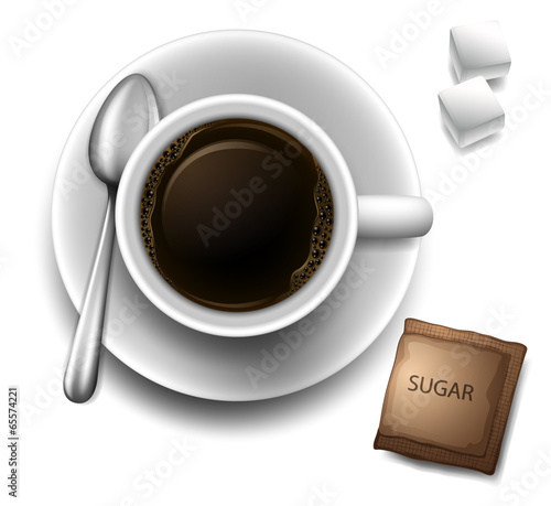 A topview of a cup with a coffee