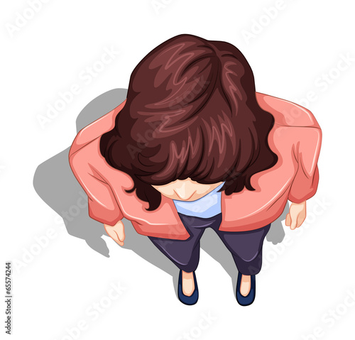 A topview of a lady standing