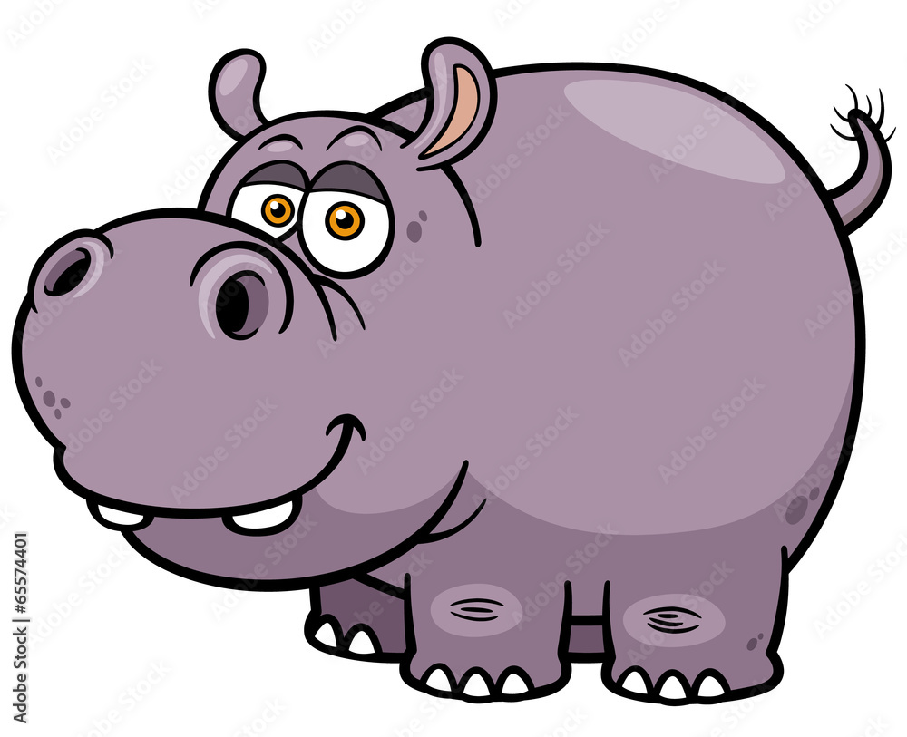 Obraz premium Vector illustration of Cartoon Hippopotamus