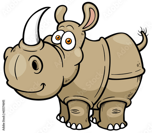 Vector illustration of Cartoon rhino