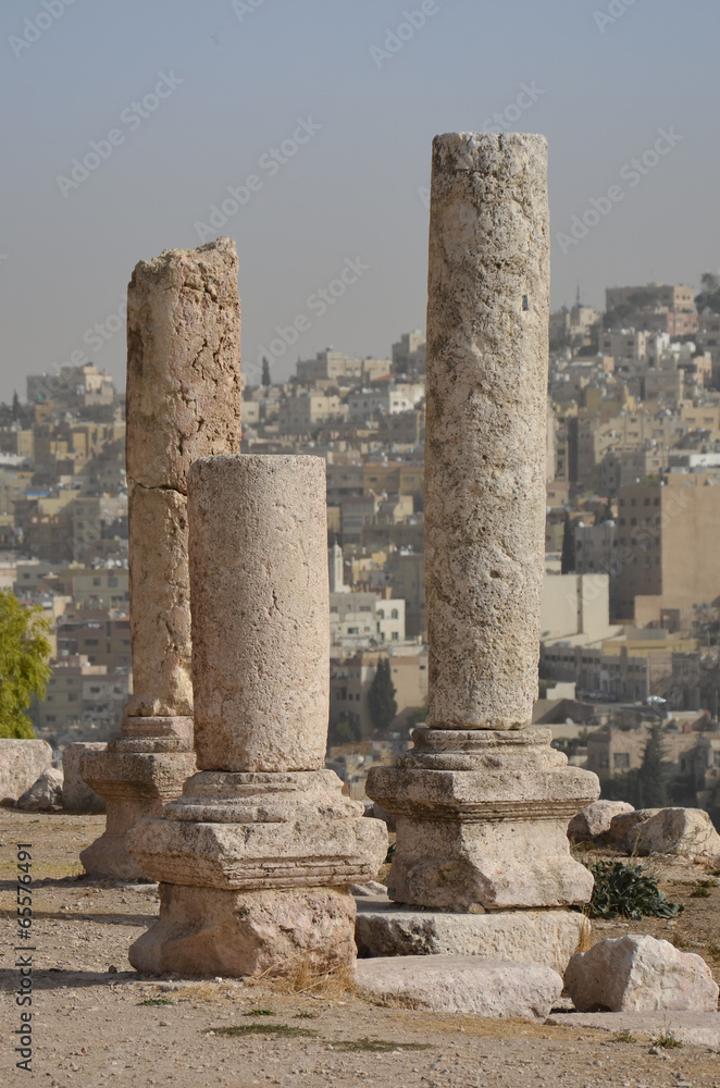 Ruins of the Temple of Hercules (2nd Century AD) at the Citadel in Amman, Jordan