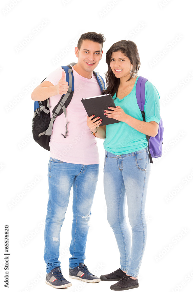 students with backpack white background students with backpack white background
