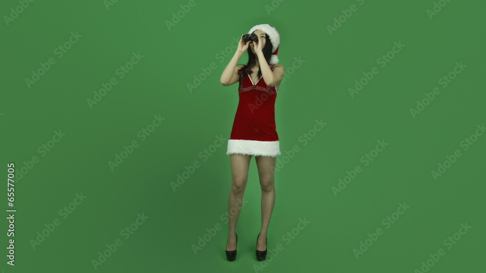 Asian girl sexy santa claus isolated greenscreen green Asian girl sexy santa claus isolated greenscreen green