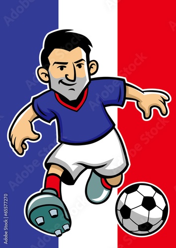 France soccer player with flag background