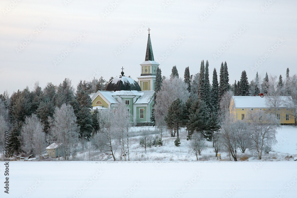 Church in Ruokolahti in winter, Finland