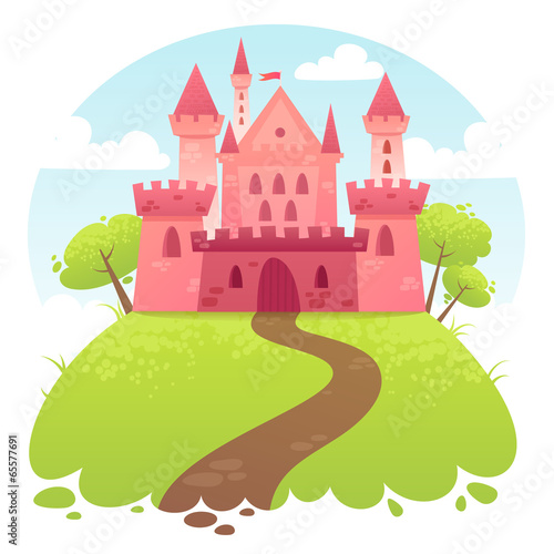 Cute cartoon vector medieval castle
