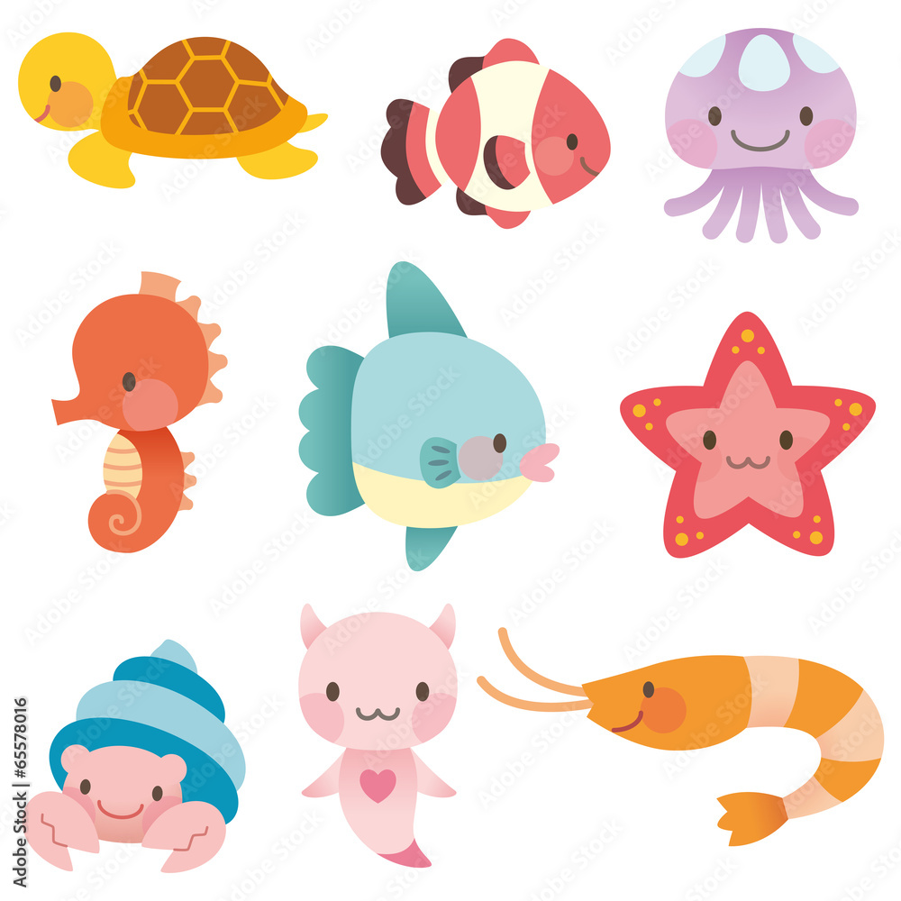 Naklejka premium 海 海の仲間 セット