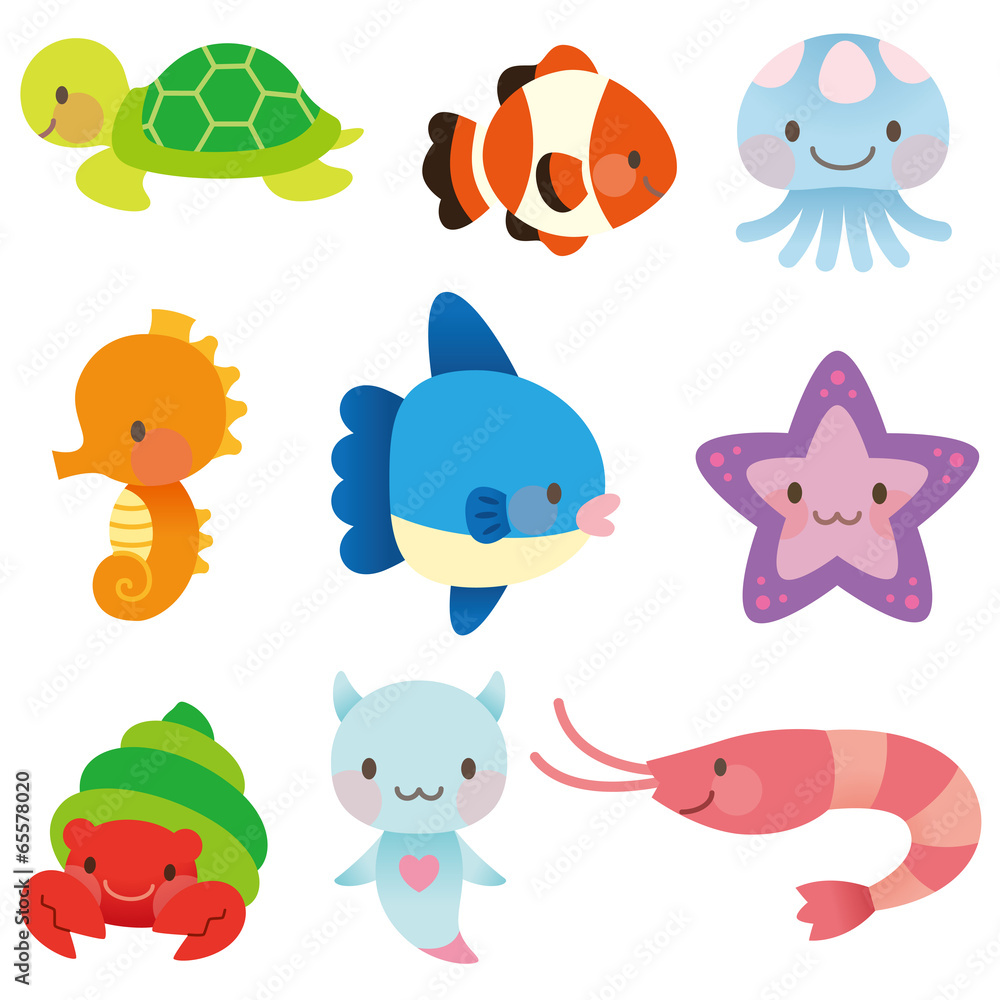 Fototapeta premium 海 海の仲間 セット