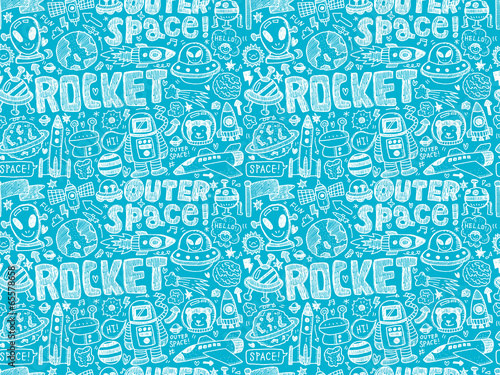 seamless doodle space pattern