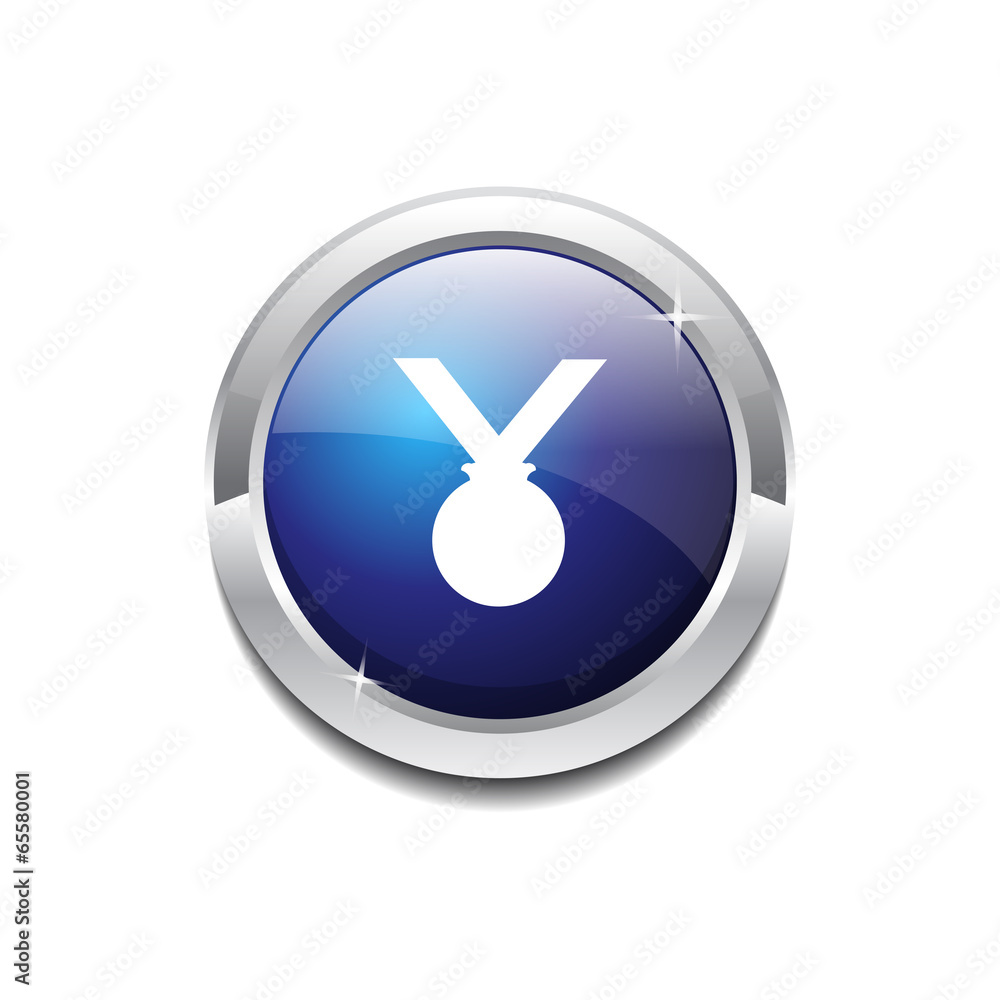 Medal Circular Vector Blue Web Icon Button Medal Circular Vector Blue Web Icon Button