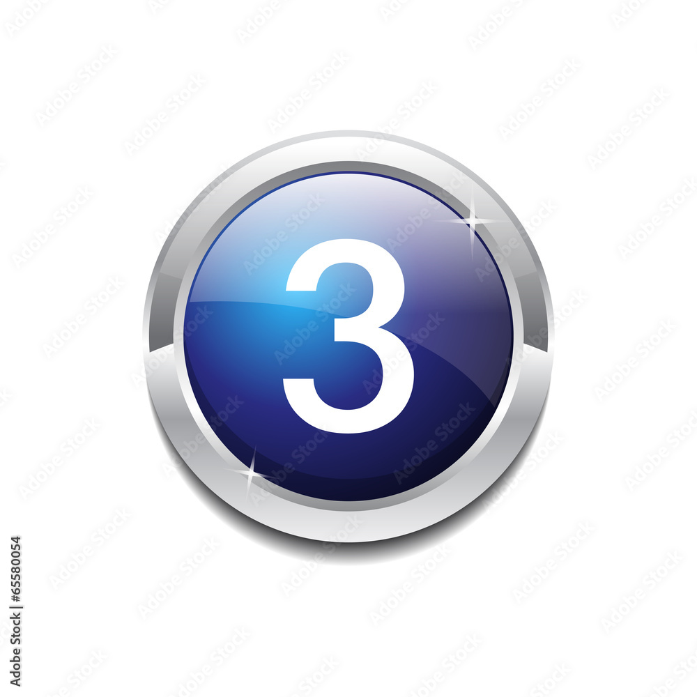 3 Number Circular Vector Blue Web Icon Button 3 Number Circular Vector Blue Web Icon Button