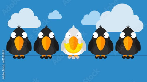 Concept crows sitting on wire