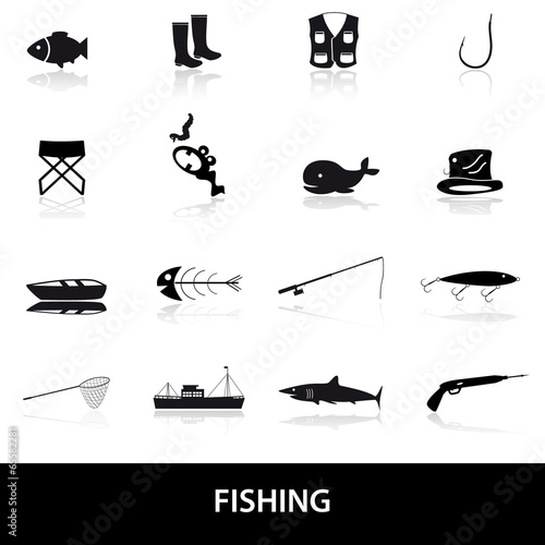fishing icons set eps10
