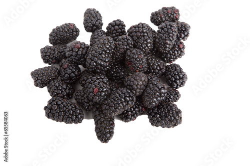 Fresh Blackberries on White Background