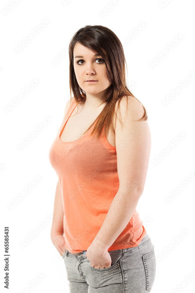 Portrait of a girl, white background Portrait of a girl, white background