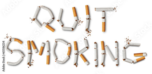 Photography Text quit smoking made from broken cigarettes