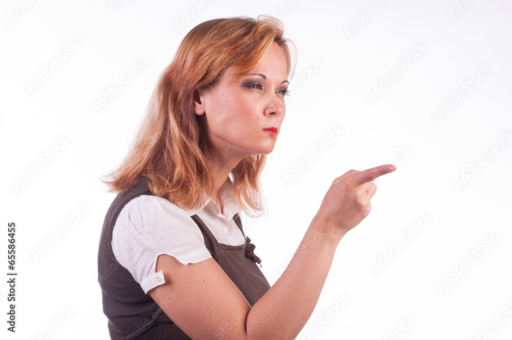 Fototapeta premium blond woman pointing