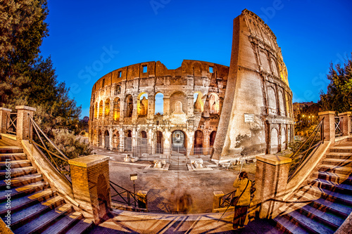 Photography Colosseum during evening time in Rome, Italy