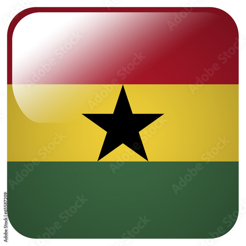 Glossy icon with flag of Ghana