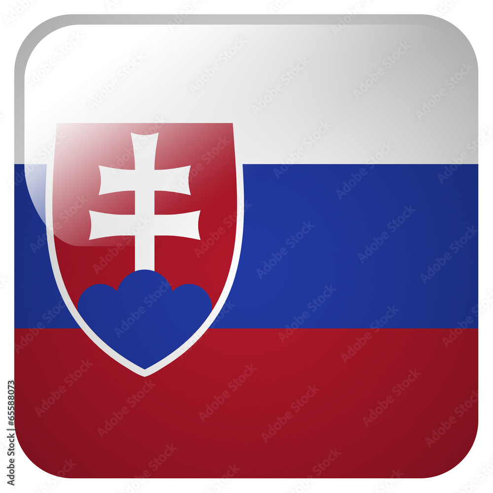 Fototapeta premium Glossy icon with flag of Slovakia