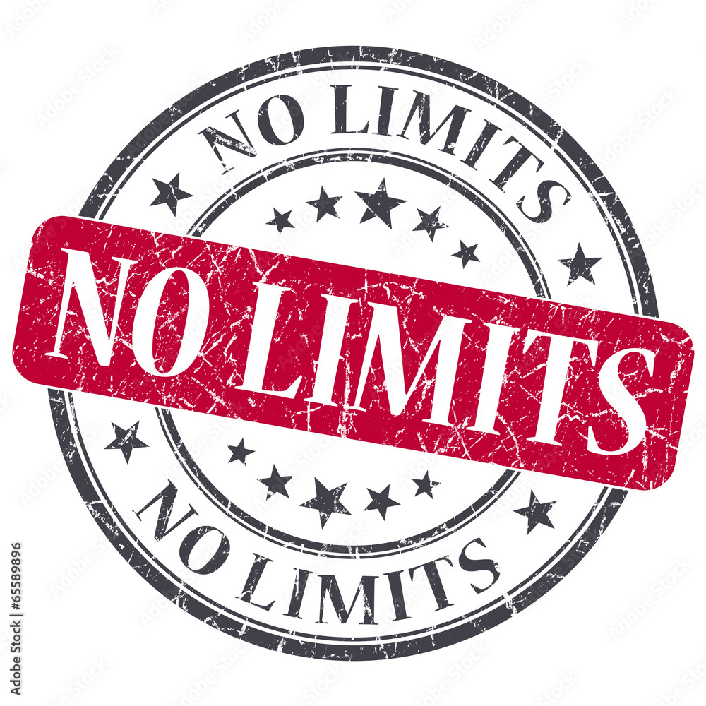 No limits red round grungy stamp isolated on white background Stock