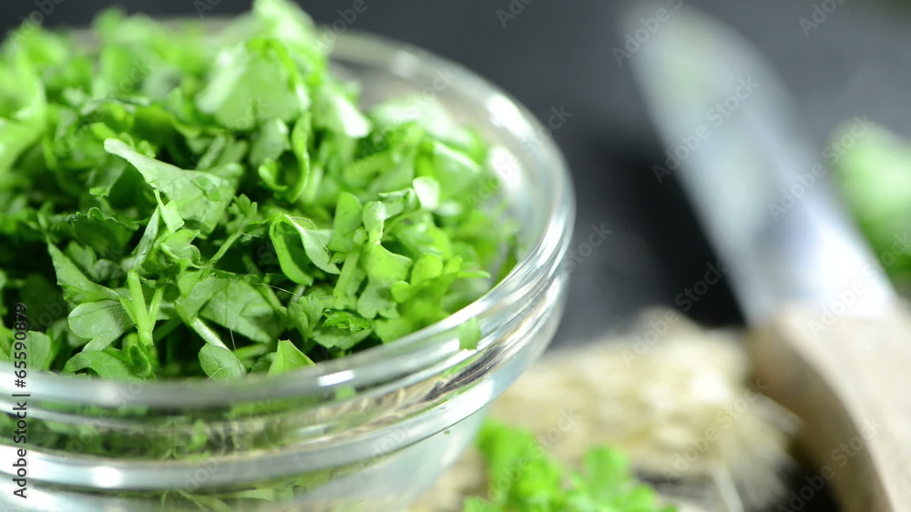 Small portion of fresh cutted Parsley (loopable video) Small portion of fresh cutted Parsley (loopable video)