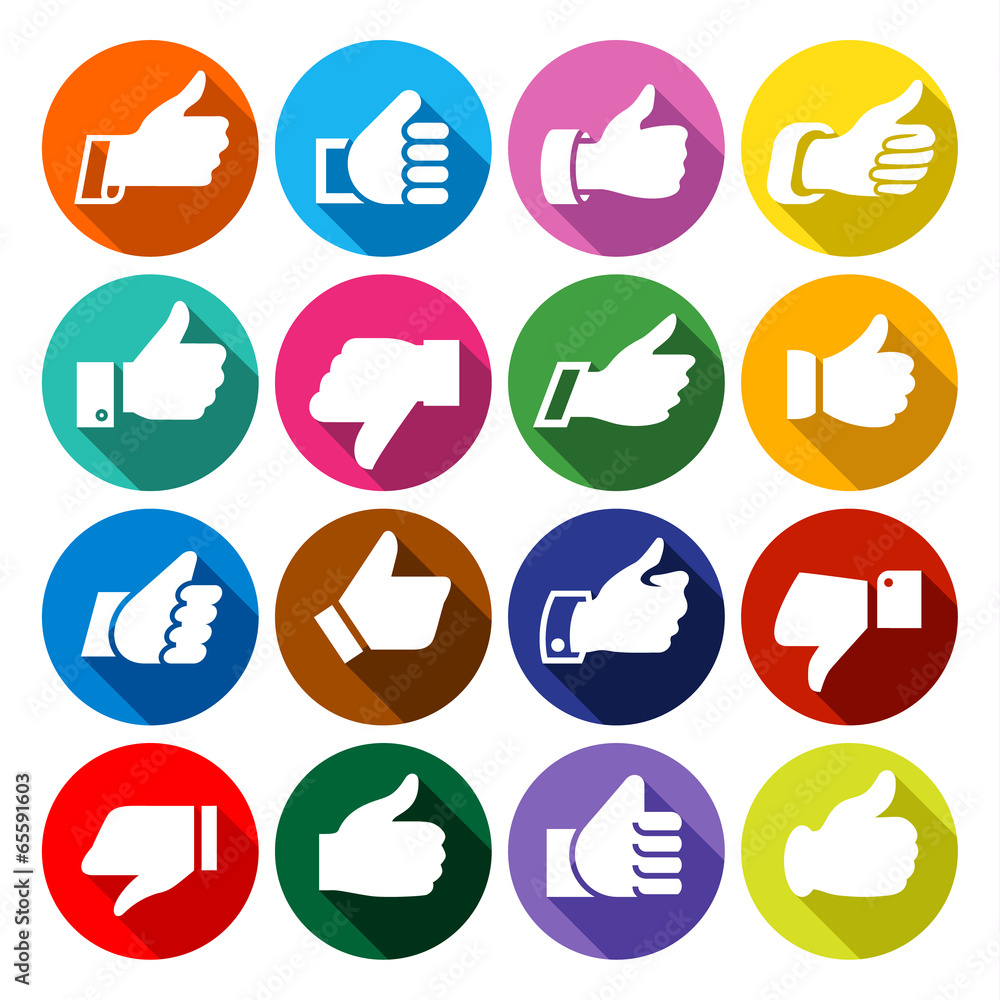 Thumbs up, set on round buttons Thumbs up, set on round buttons