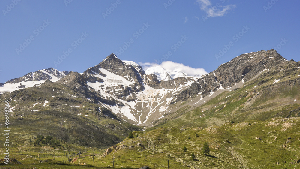 Bernina, Berninapass, St. Moritz, Alpen, Sommer, Schweiz