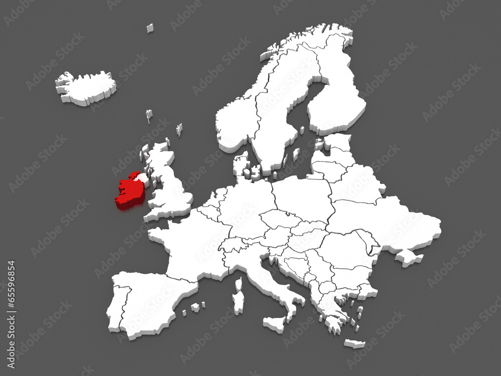 Obraz premium Map of Europe and Ireland.