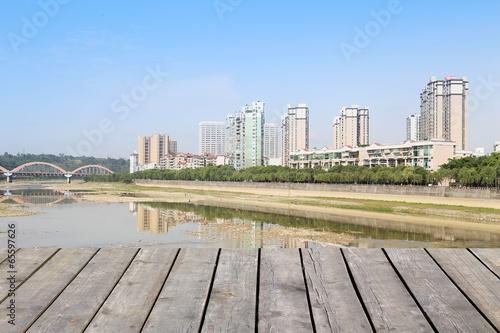 mianyang,china,city skyline with blue sky
