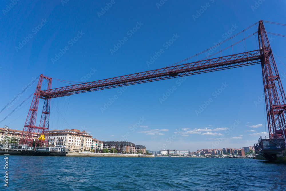 Naklejka premium Wide angle view of the Bizkaia suspension bridge