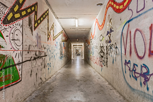 grunge underpass with graffiti