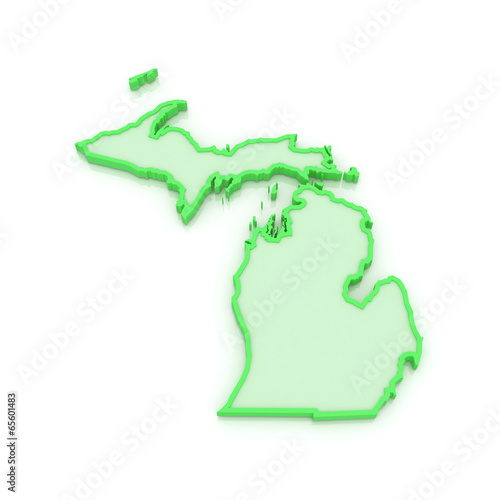 Three-dimensional map of Michigan. USA.