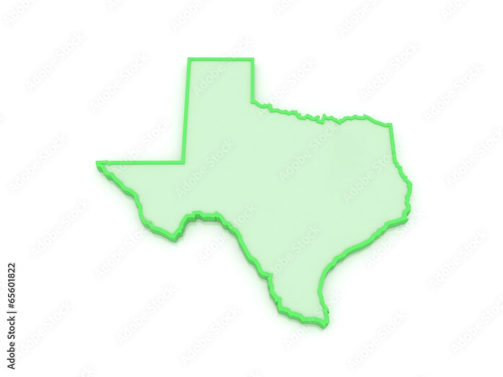 Three-dimensional map of Texas. USA. Three-dimensional map of Texas. USA.