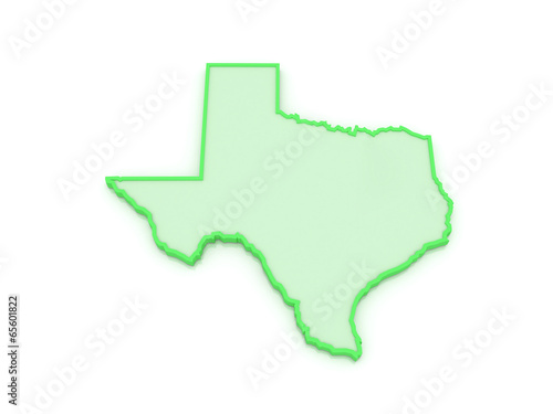 Three-dimensional map of Texas. USA.