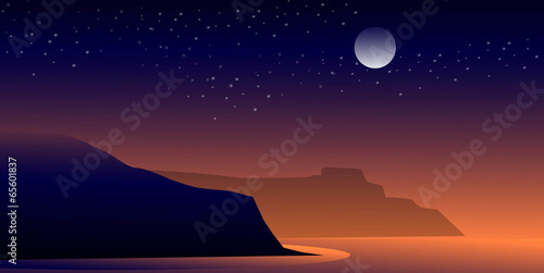 Cliff at Night-Vector