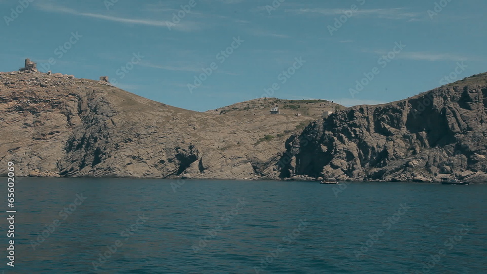Mountainside near Balaklava with yachts, Cape Aya Russia Mountainside near Balaklava with yachts, Cape Aya Russia