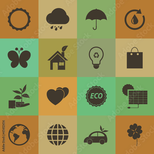 Retro style Eco icons vector set. photo