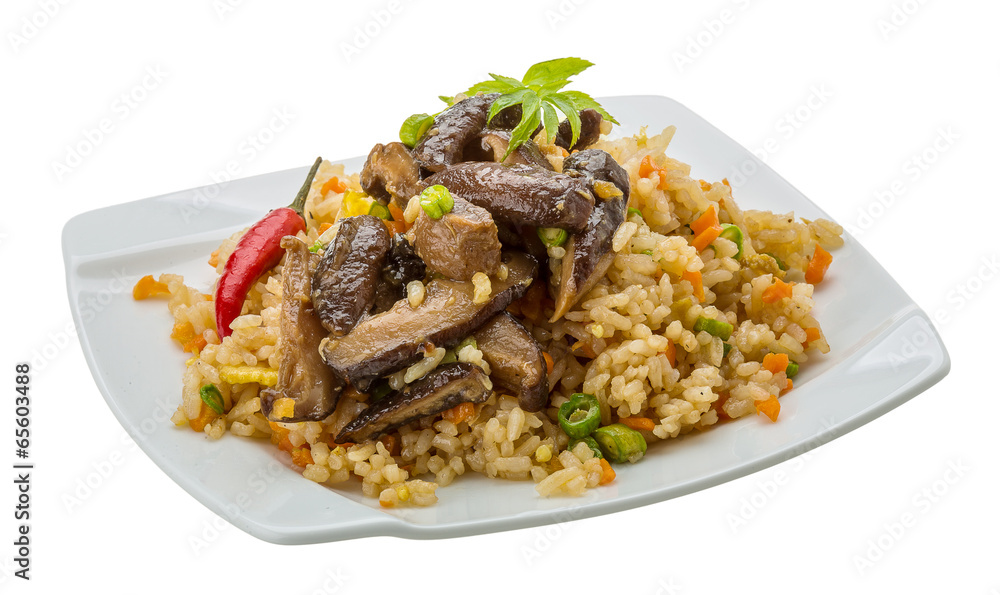 Fried rice with mushrooms