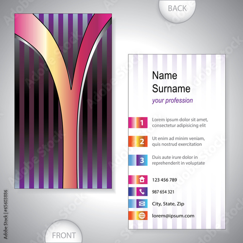 Universal business card with initials Y