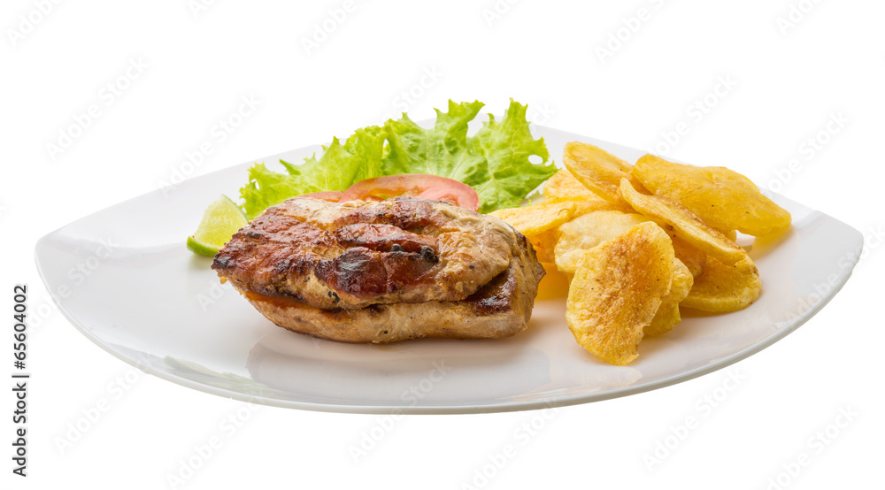 Grilled pork with potato Grilled pork with potato