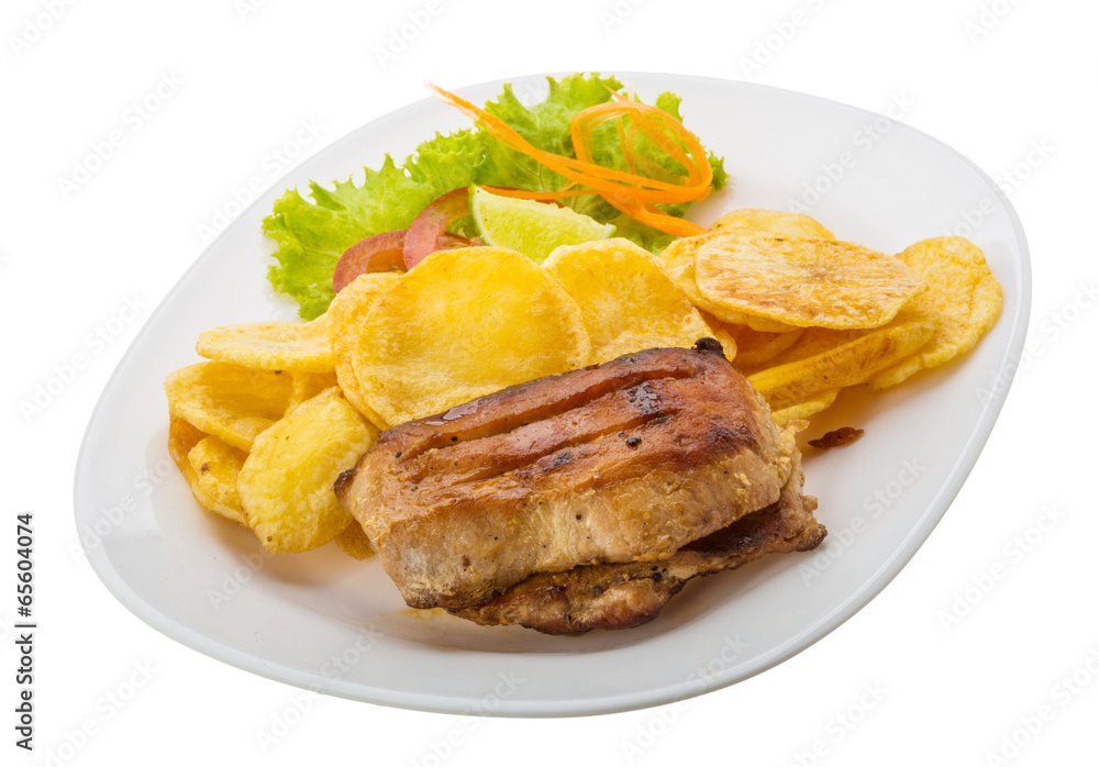 Grilled pork with potato Grilled pork with potato