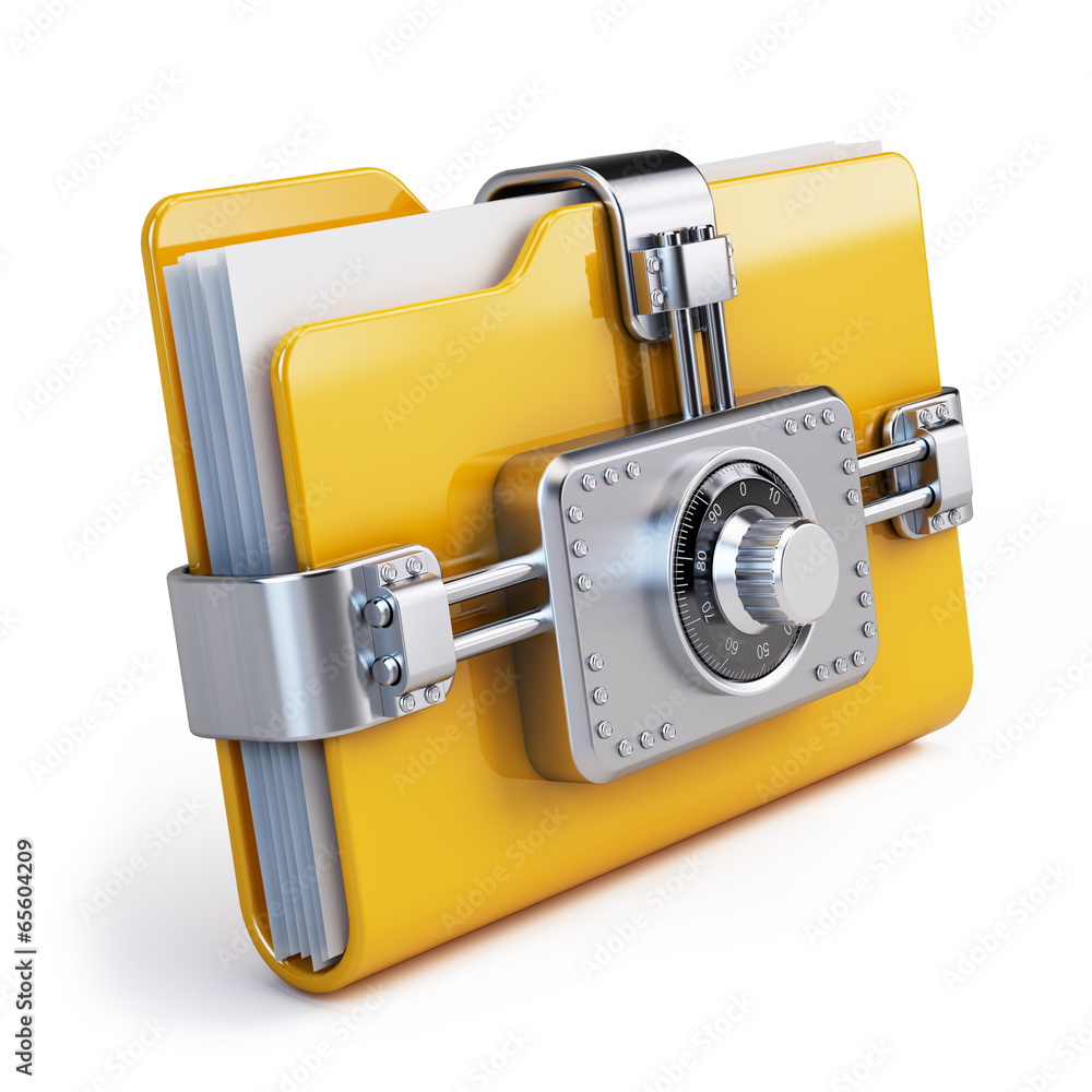 Data security concept. Locked folder with combination lock Data security concept. Locked folder with combination lock