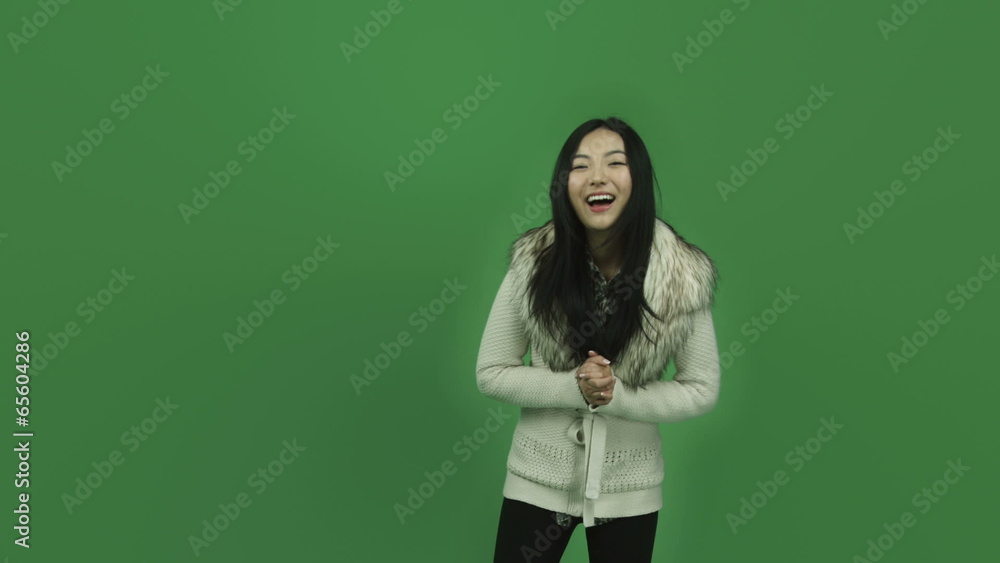 Asian girl young adult isolated greenscreen green background Asian girl young adult isolated greenscreen green background