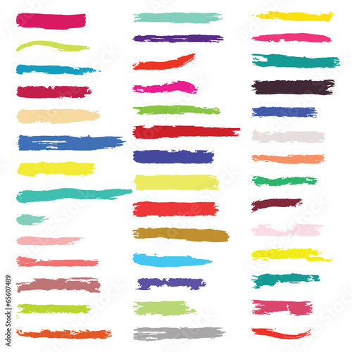 Vector set of colorful grunge brush strokes